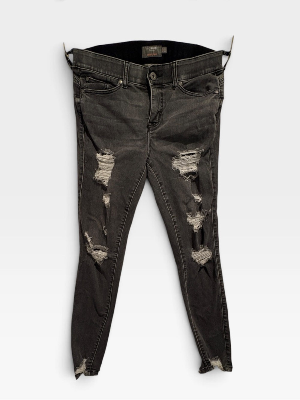 Torrid Bombshell Skinny Jeans 12R Black Distressed Super Soft